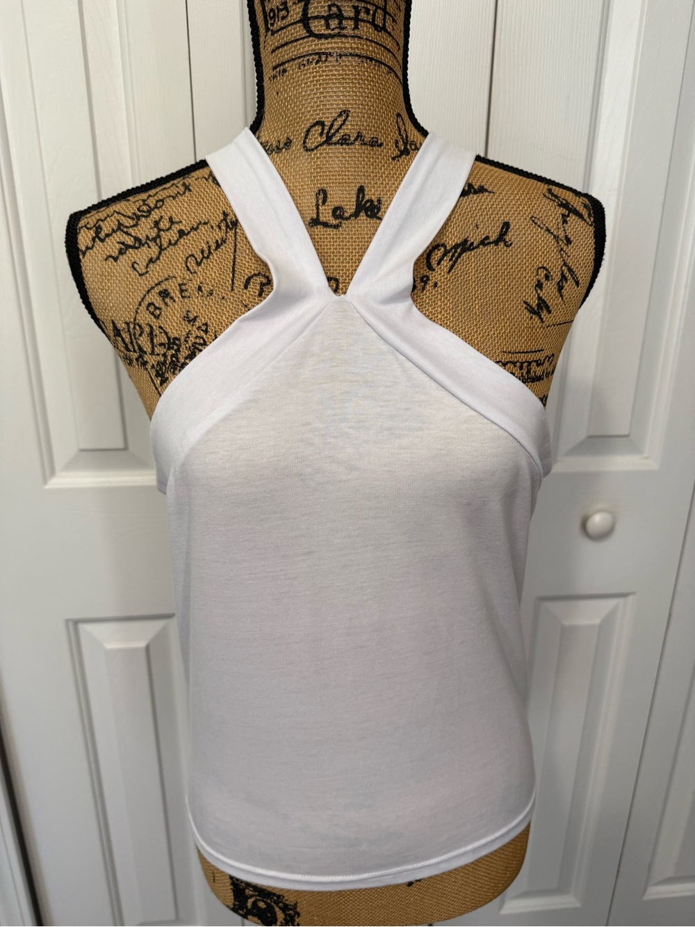 White Twist-Neck Tank Top